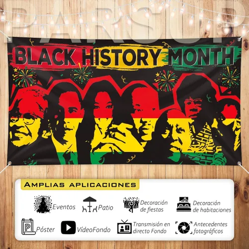 Miniatura 3 de Pancarta de fondo del mes de la historia negra, 78 x 43 pulgadas, tamaño grande, pancartas de fondo rojo, naranja y verde, suministros de decoración