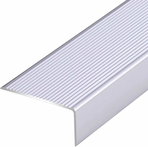 Miniatura 11 de ZIMGOD Tira protectora de borde de metal, borde antideslizante para escaleras, umbral de tira de transición en forma de L, borde de vinilo laminado