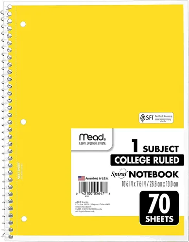 Miniatura 6 de Mead Cuaderno de espiral, paquete de 12 cuadernos con espiral de 1 materia, cuadernos escolares de color pastel, 70 páginas