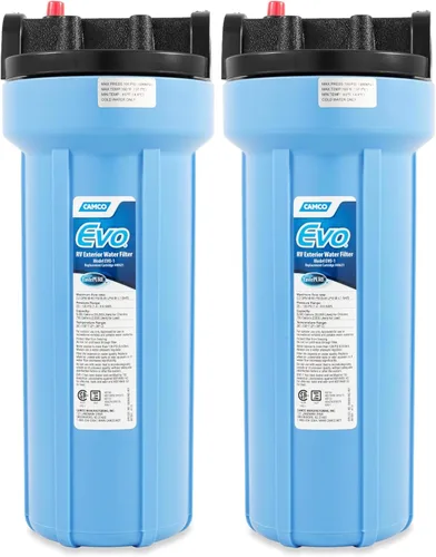 Miniatura 9 de Camco Filtro de agua Evo RV – Cuenta con carbón activado granulado para control de bacterias y un cartucho de filtro de polipropileno hilado de alta