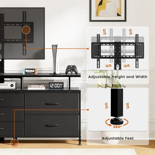 Miniatura 4 de REAHOME Soporte de TV con Soporte, Centro de Entretenimiento de 63" para Televisores de 32/45/55/60/65/70 pulgadas, Mesa Consola Multimedia con 7