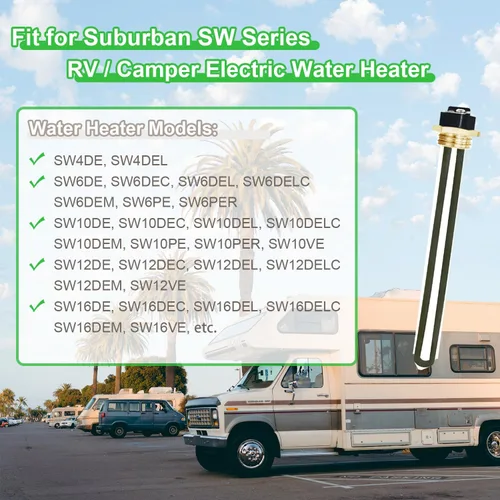 Miniatura 3 de Elemento calentador de agua 520900 RV mejorado para calentador de agua eléctrico Suburban RV SW Series, reemplaza el elemento calefactor 520789