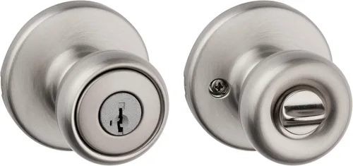 Miniatura 15 de Kwikset Tylo Pomo de Puerta Ficticio, Manija de Una Sola Cara para Armarios, Puertas Dobles Francesas y Despensa, Pomo de Puerta Interior de Latón