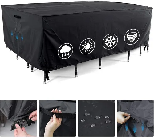 Miniatura 12 de Tempera Fundas para muebles de patio, fundas impermeables para mesas y sillas de exterior, fundas de comedor al aire libre, funda rectangular