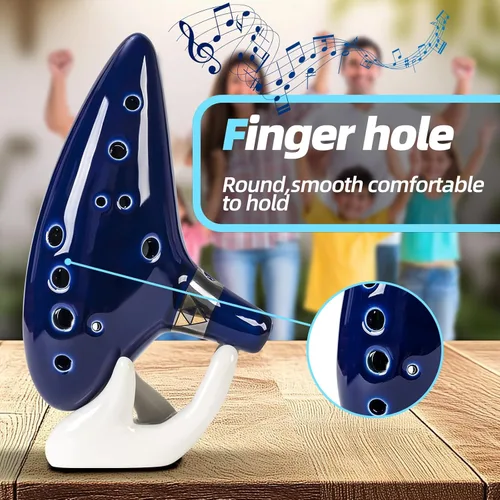 Miniatura 4 de Mulucky Ocarina de arcilla natural de 12 agujeros con accesorios Caja de regalo de instrumento musical para principiantes - Azul oscuro Verde