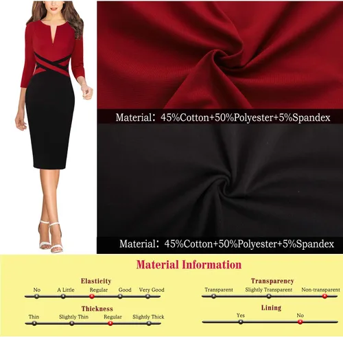 Miniatura 7 de VFSHOW - Vestido ajustado de estilo tubo y con zíper frontal para usar en el trabajo, la oficina, eventos de negocios o fiestas de cóctel