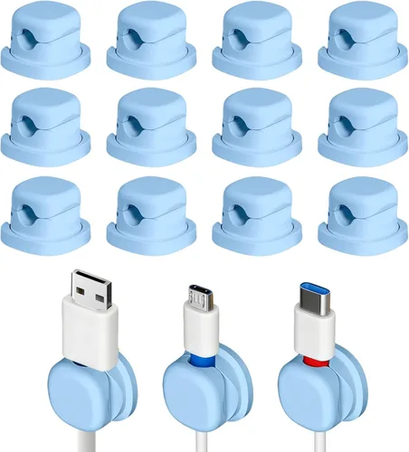 Miniatura 12 de Soporte de cable giratorio para mesita de noche, clips magnéticos giratorios de 360°, organizador de cable adhesivo fuerte para teléfono, hogar