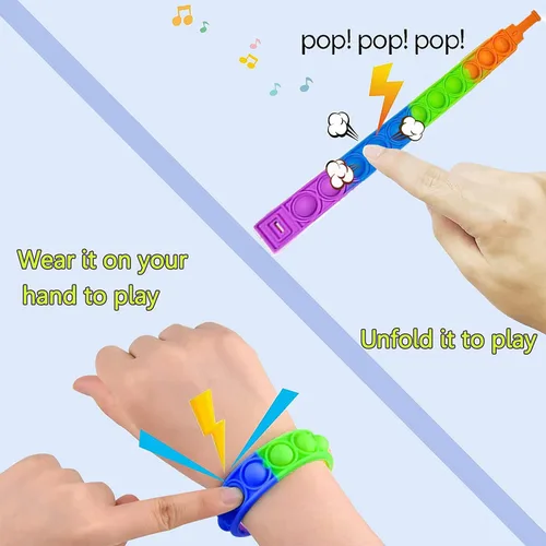 Miniatura 5 de 300 pulseras de juguete para ansiedad, pulseras sensoriales de burbujas emergentes, juguetes sensoriales para aliviar el estrés, pulsera de silicona
