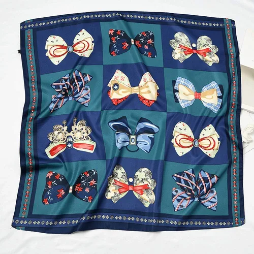 Miniatura 68 de Conjunto de bufanda de poliéster de gasa cuadrada de satén suave y grande para mujer, cuello de cabeza, multiuso, colores sólidos disponibles
