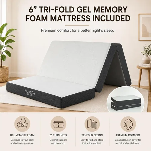 Miniatura 7 de Night & Day Furniture MUR-CLV-QEN-CH y MND-GMF-TRI-QEN MUR-CLV CH y MND-GMF-TRI-QEN - Cama Murphy con colchón, tamaño Queen, color chocolate