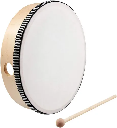 Miniatura 6 de Nydotd Juego de 2 tambores de mano – Instrumentos de percusión de tambor con marco de madera de 10 pulgadas y 8 pulgadas con 2 batidores de tambor