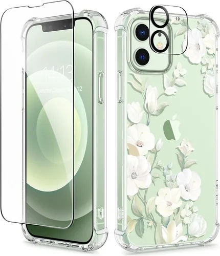 Miniatura 164 de GVIEWIN - Funda floral para iPhone 14 de 6.1 pulgadas, protector de pantalla + protector de lente de cámara, no se amarillenta, a prueba de golpes
