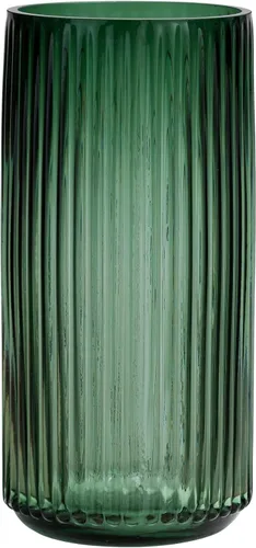 Jarrón de flores TIMEFOTO 9.7 pulgadas verde engrosado de vidrio soplado a mano redondo botellas vintage rayadas para estantería, mesa de comedor,