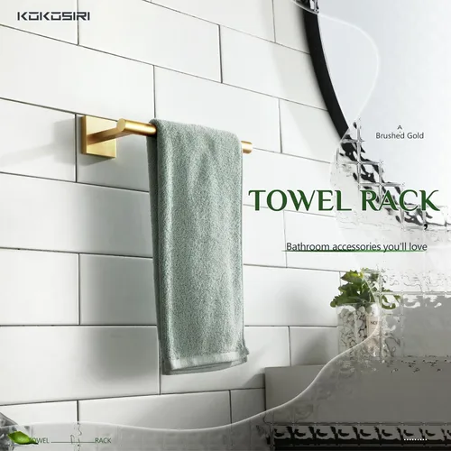 Miniatura 8 de KOKOSIRI Toallero de 12 pulgadas para baño, toallero de mano, toallero, anillo de toalla de oro cepillado B4005BG-L12+B3008BG