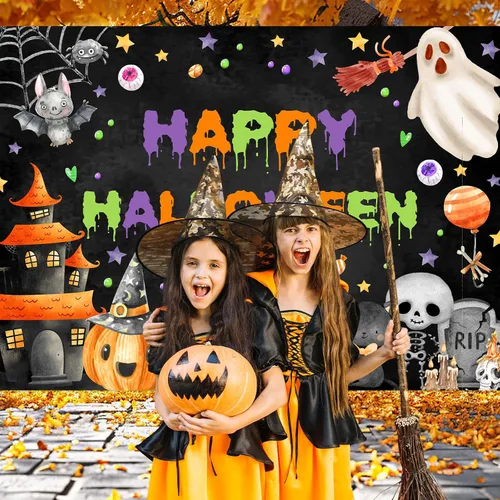 Miniatura 4 de Avezano Telón de fondo de Halloween espeluznante para fiesta de fantasmas para niños, decoración de Halloween, cumpleaños, baby shower, 7 x 5 pies