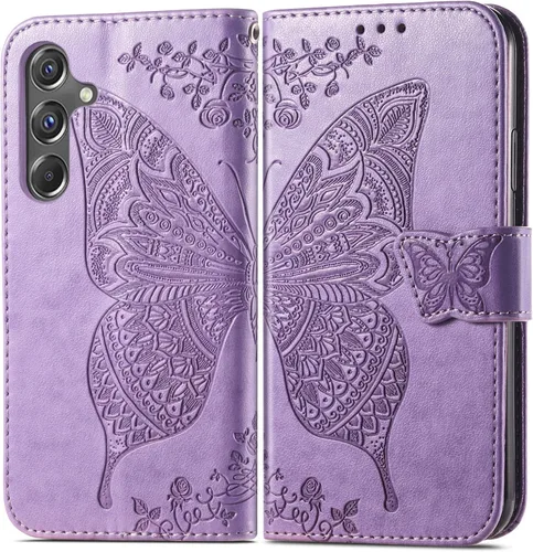 Miniatura 6 de Funda para teléfono Samsung Galaxy A15 5G, funda con tapa para mujer, tarjeteros de crédito en relieve mariposa flor de cuero PU correa de muñeca