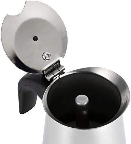 Miniatura 8 de Cafetera italiana de acero inoxidable, máquina de café espreeso para estufa, máquina de espreeso y olla para estufa de gas o cerámica eléctrica