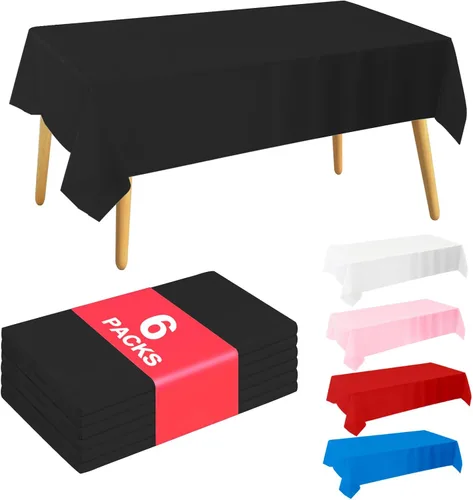 Miniatura 8 de Mantel Desechable 10-Pack 54x108 Pulgadas, Manteles Decorativos Impermeables de Plástico Rectangular para Mesa, para Fiestas de Vacaciones, Bodas