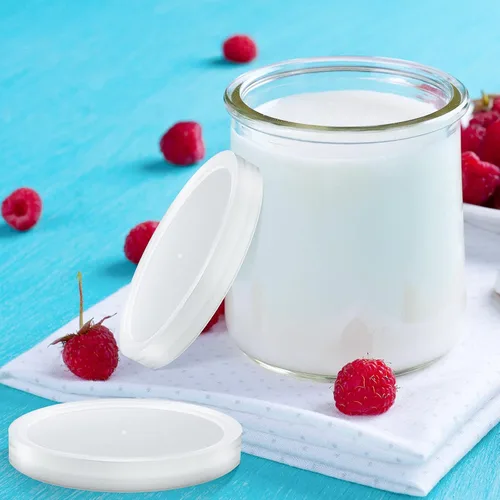Miniatura 2 de Tapas para tarros de yogur Oui - Paquete de 32 tapas para tarros de yogur sellados contra fugas, tapas de plástico transparente para recipientes