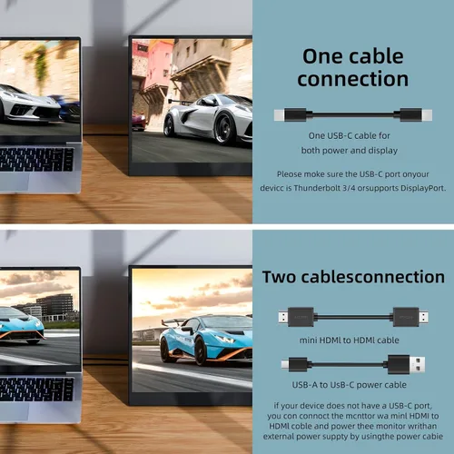 Miniatura 8 de Monitor portátil para juegos de 16 pulgadas 144Hz 1200P FHD IPS, USB-C HDMI, segunda pantalla ultrafina para portátil Switch PS5 Xbox, monitor