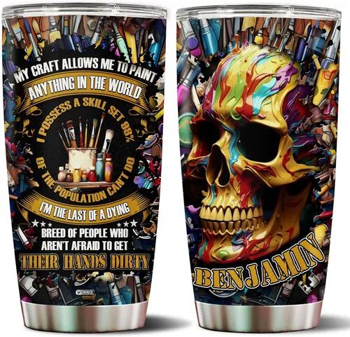 Miniatura 8 de Vaso personalizado de regalo para hombres fotógrafos, 20 onzas, taza de viaje de acero inoxidable aislada, botella de agua, Navidad, cumpleaños, día