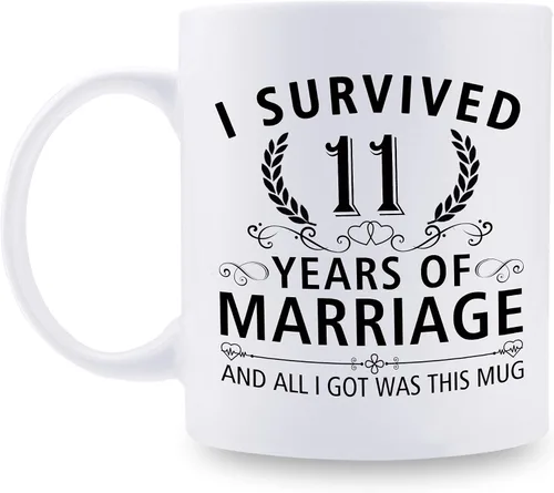 Miniatura 11 de Taza de café de 11 onzas con texto en inglés "I Survived 50 Years of Marriage and All I Got Was This Cup" para el 50 aniversario de boda y para él