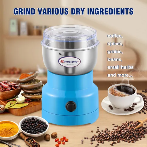 Miniatura 3 de Moongiantgo Molinillo de café eléctrico, mini molinillo de especias, molinillo rápido de 200 W, 10 segundos, molino de grano seco para especias, Azul