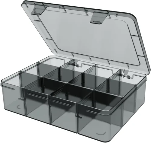 Miniatura 9 de Caja organizadora grande transparente, caja organizadora de 12 rejillas con divisores extraíbles para joyas, almacenamiento de cuentas, contenedor