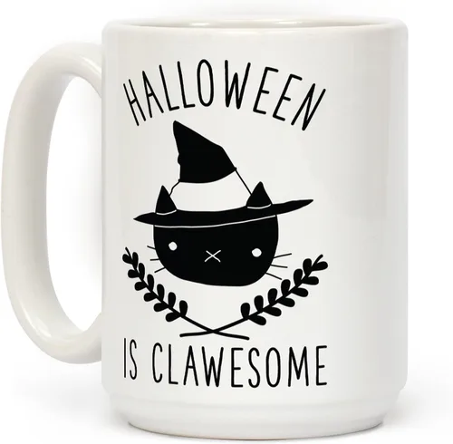 Miniatura 46 de LookHUMAN Taza de Café de Halloween – Halloween Is Meowgical Tazas, Taza de Café Espeluznante Idea de Regalos de Taza, 15 Onzas 10-Blanco