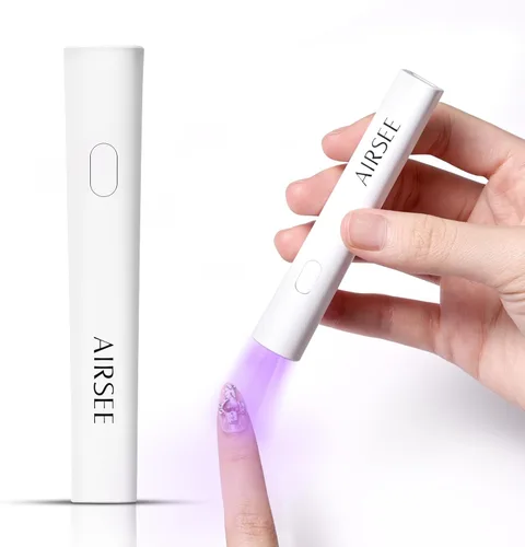AIRSEE Mini luz UV de mano para uñas de gel, lámparas de uñas recargables portátiles, 2 temporizadores para decoración de pegamento de diamantes de
