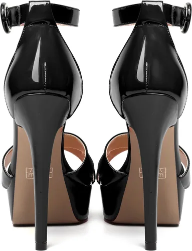 Miniatura 102 de MODENCOCO Sandalias de boda con correa de tobillo sexy para mujer, con plataforma y puntera abierta, tacón de aguja y tacón alto, zapatos de vestir