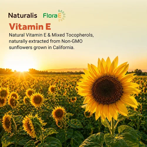 Miniatura 5 de Naturalis Vitamina E de girasol de 670 mg (1000 UI) con tocoferoles mixtos Vitamina esencial para la piel y apoyo inmunológico Sin OMG, sin soja