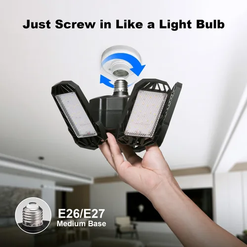 Miniatura 2 de [Actualizada] Luz LED de garaje, equivalente a 400 vatios 6500K, luz LED blanca fría de área luz de día, base media E26/E27, para fábrica al aire
