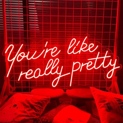 Miniatura 3 de Letrero LED de neón “You are like really pretty” Acrílico transparente Atenuadores Para interiores/cuartos/bar/telón de fondo Rojo