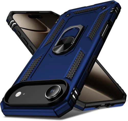 Miniatura 22 de 17 Pro - Funda de teléfono para hombre con anillo de soporte, armadura resistente de grado militar para iPhone 17 Pro, funda a prueba de golpes, Azul