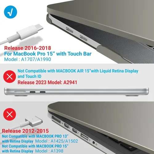 Miniatura 4 de IBENZER Compatible con Funda para MacBook Pro de 15 Pulgadas 2019 2018 2017 2016 A1990 A1707, Funda Rígida de Plástico con Cubierta de Teclado