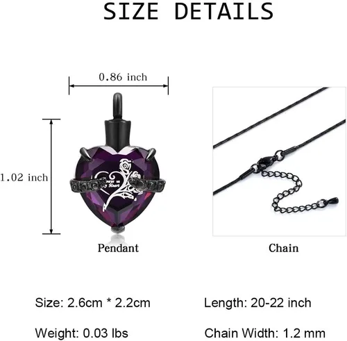 Miniatura 2 de constantlife - Collar de urna de cristal con forma de corazón para cenizas, joyería de cremación, urna memorial, collar para cenizas de acero