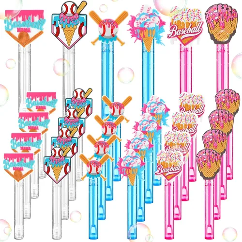 Foilswirl 30 piezas de burbujas de helado de béisbol, regalos de fiesta, mini varitas de burbujas, tubo a granel, bolsas de regalo, premios, regalo