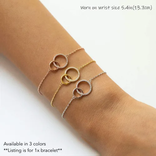 Miniatura 5 de A+O Regalos para mamá, regalo para madre e hija, collar de círculo entrelazado o pulsera