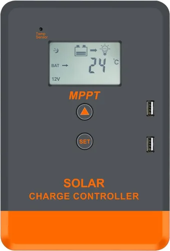 Controlador de Carga Solar MPPT 12V 24V 30 Amperios, Controlador MPPT 30A Regulador Solar 30A con Pantalla LCD para Carga de Baterías AGM, Gel,
