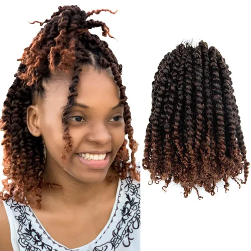 Miniatura 31 de Pelo Passion Twist de 8 pulgadas, trenzas de ganchillo pretrenzadas, paquetes de 8 paquetes (1B/negro natural)