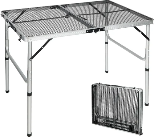 Miniatura 11 de REDCAMP Mesa plegable portátil con fregadero para exterior, soporte de parrilla de metal de aluminio ligero, mesa de picnic para camping, cocina