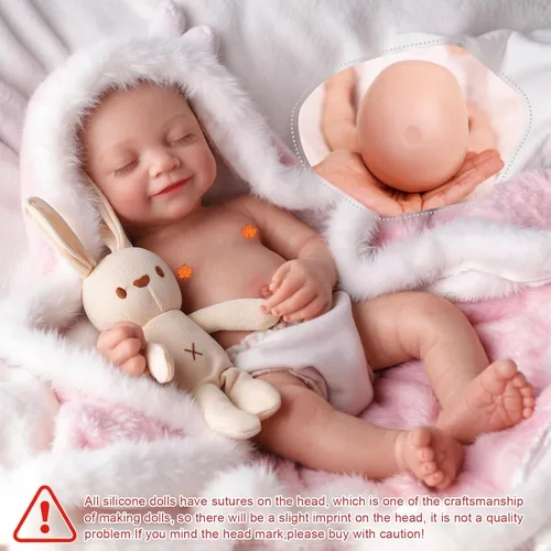 Miniatura 3 de BABESIDE Muñeca bebé de silicona – Muñecas de bebé Reborn durmiendo de 16 pulgadas, cuerpo completo de silicona, anatómicamente correcta, muñeca
