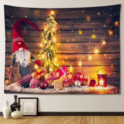 OTOSTAR Tapiz de gnomo navideño para colgar en la pared, regalo de árbol de Navidad, manta para colgar en la pared, arte de pared al aire libre para