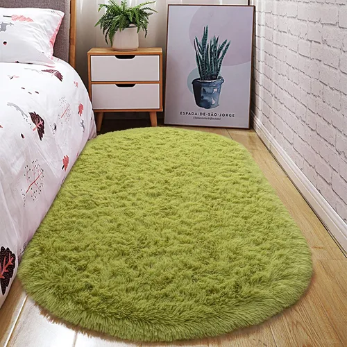 Miniatura 12 de Junovo - Alfombra de felpa ultra suave lavable, antideslizante, ovalada para guardería, dormitorio de niños y decoración del hogar (2x5 pies, gris)