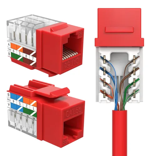 Miniatura 12 de Cat5e Keystone Ethernet Wall Jack Punch Down UTP 45 grados (terminación más fácil que 90 grados), terminación de velocidad de perfil delgado RJ45