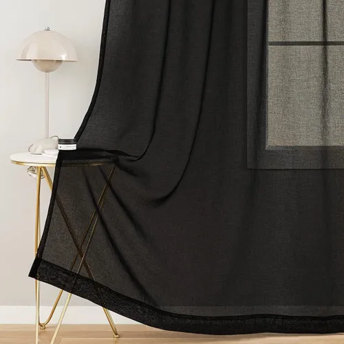 Miniatura 58 de Cortinas para ventana cortinas blancas traslúcidas de 90 pulgadas de largo, 2 paneles de cortinas de tul, paneles de ventana para cortinas de Blanco