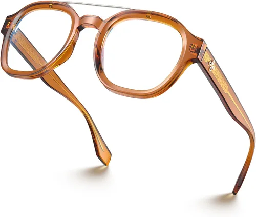 Miniatura 11 de VISOONE Gafas retro redondas antifatiga ocular de metal medianas, gafas de bloqueo de luz azul para juegos de computadora, mujeres y hombres, Sanford