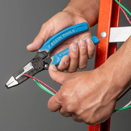 Miniatura 2 de Klein Tools K12035L Klein-Kurve - Cortadores de alambre, fabricados en EE. UU., herramienta resistente para pelar cables con bloqueo, 8-20 AWG