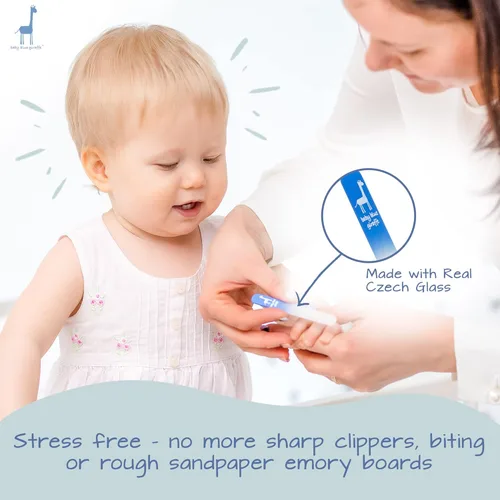 Miniatura 3 de Lima de uñas de bebé de jirafa azul: 100% fabricada en Europa, la lima de uñas original de cristal para bebé, bbg222_stickerless, Azul, 1
